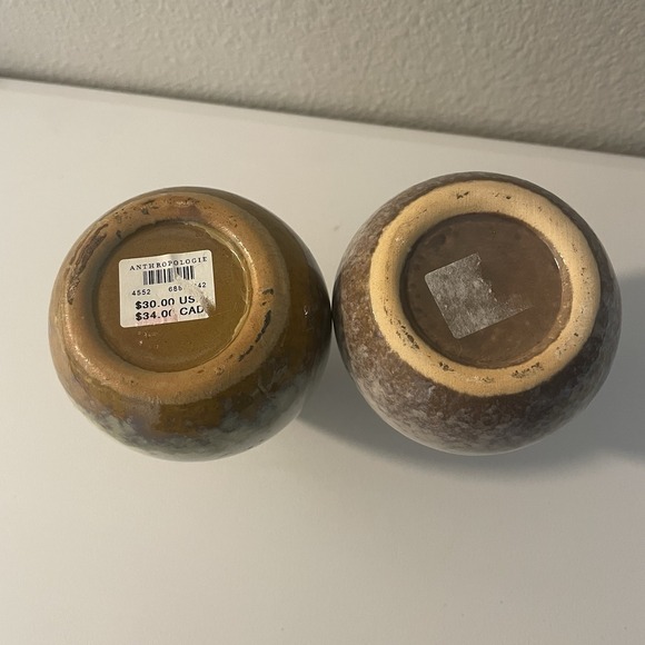 Lot of 2 ANTHROPOLOGIE Ceramic Small 4.5" Glazed Bud Vases - Picture 4 of 8